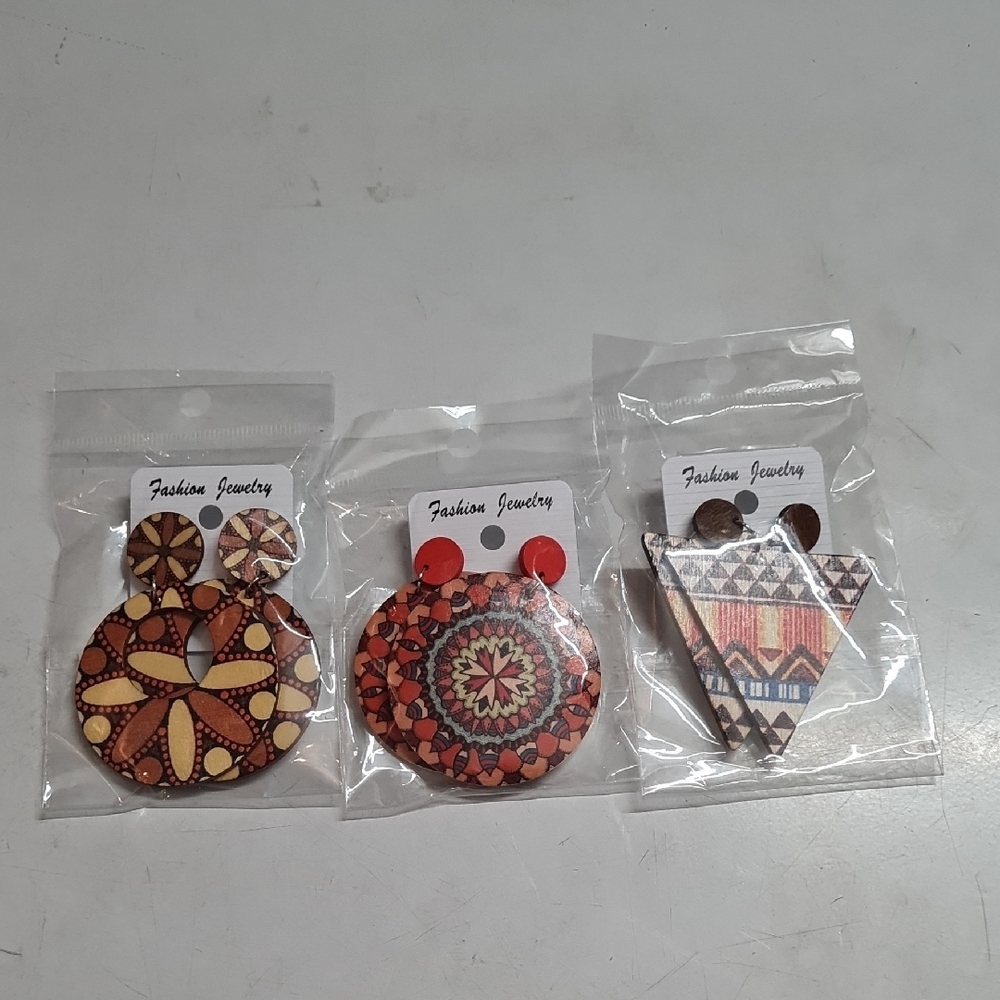 3for$15-Bohemian Style Wooden Earrings Sets